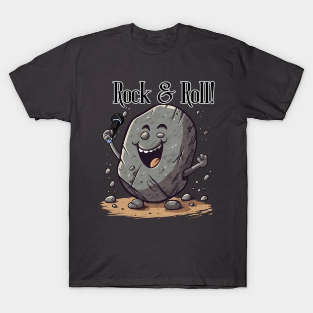 Rock & Roll; Rock Pun, Microphone, Rock Music T-Shirt by FrenArt